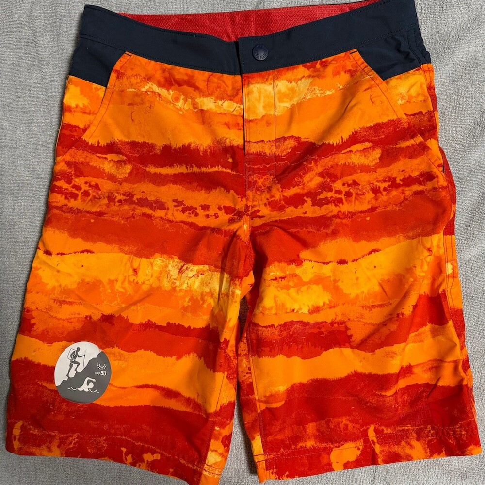 The North Face Boys Board Shorts Swim Trunks UPF 50 Orange Red Size L